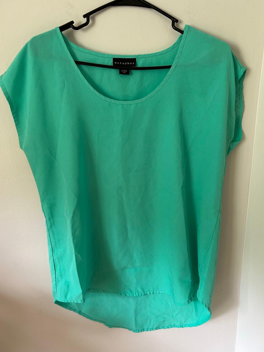Metaphor Sleeveless Cap Blouse Scoop/Round Neck Teal Size M